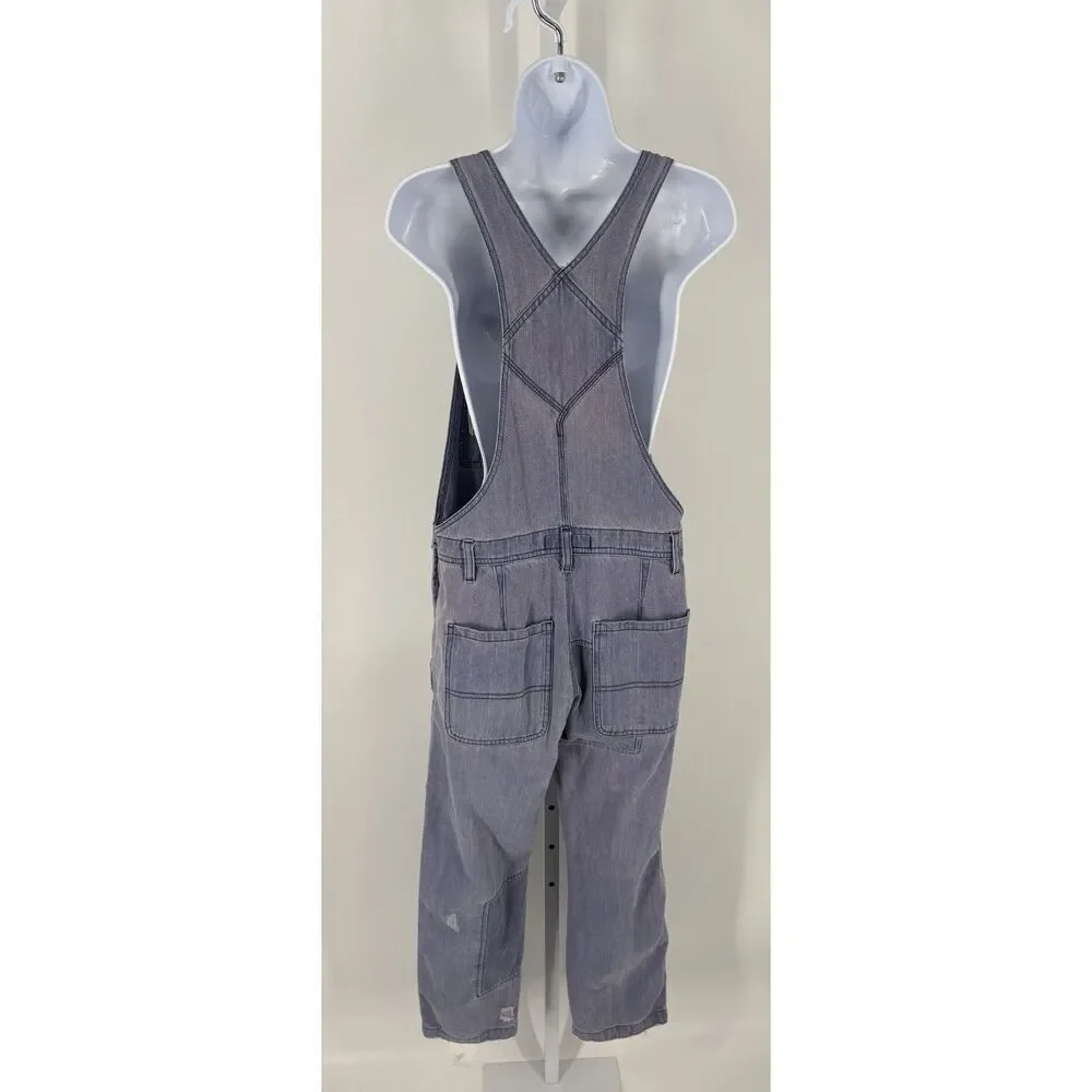 We The Free Vintage Wash Denim Overalls | Distressed Patchwork